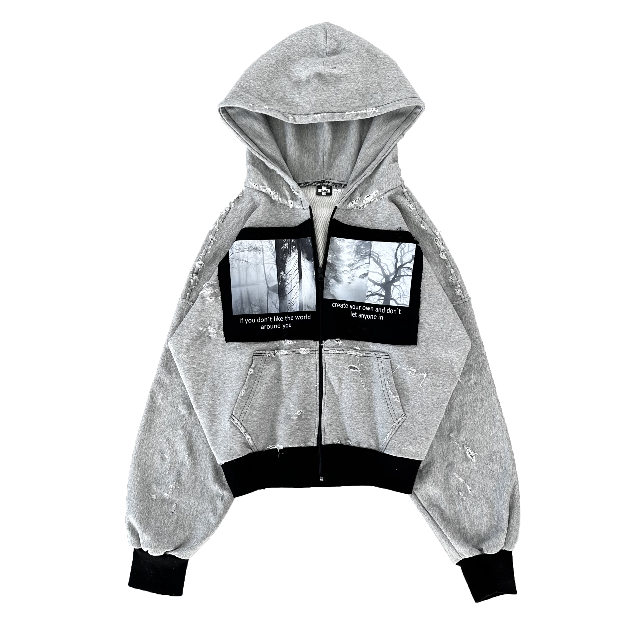 GREY ZIP HOODIE "CYOW" COLLECTION 2026 [patchwork]
