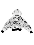 TRZ WHITE PATERN ZIP-HOODIE