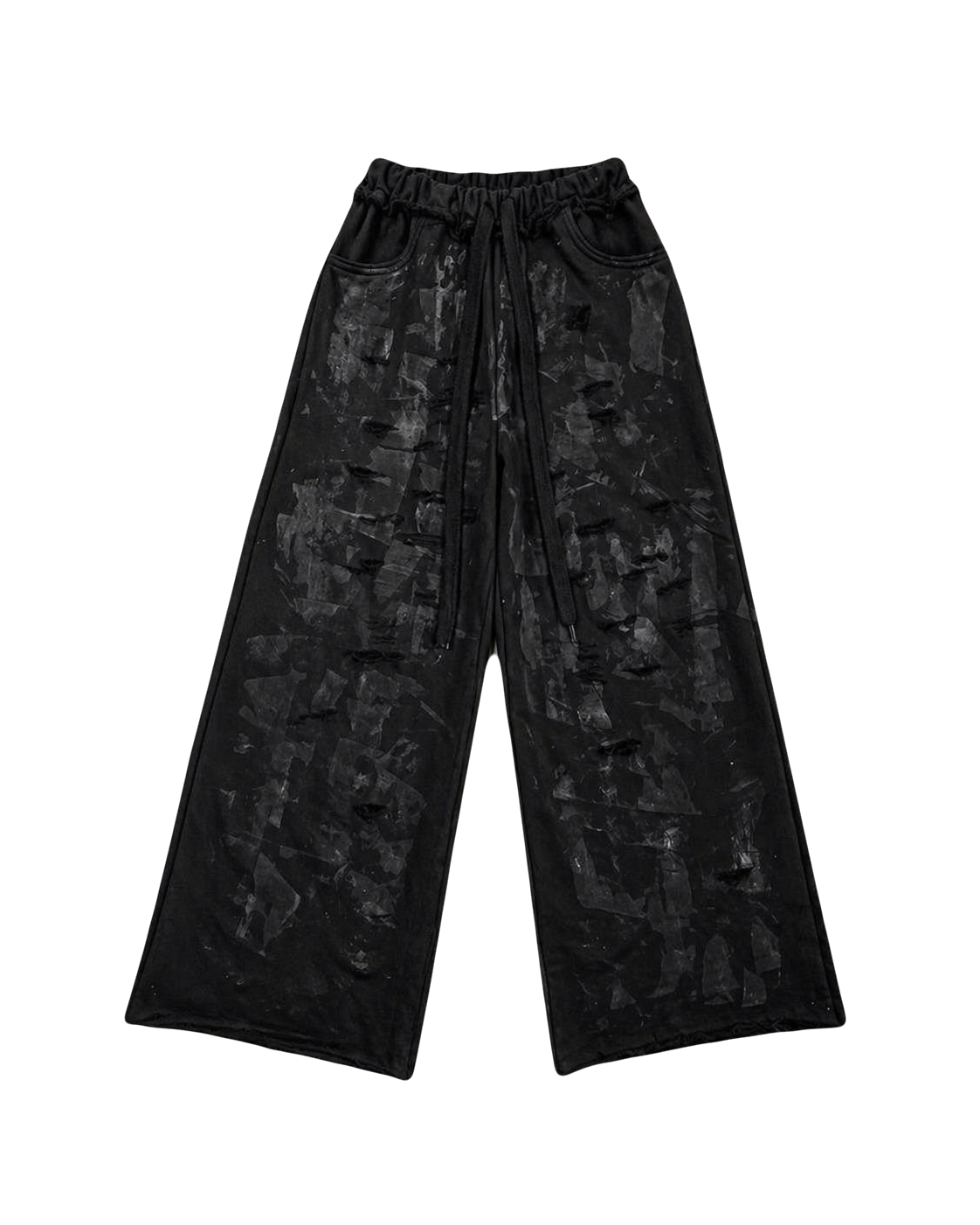 TRZ DESTROYED BLACK PATERN SWEATPANTS